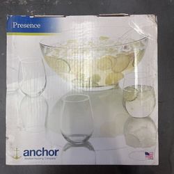 Anchor Hocking Presence punch bowl set