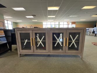 New Media Console Cabinet with Glass Doors