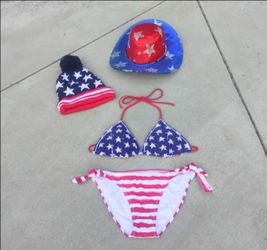 Bakkini Red White and Blue with Cowboy Hat (lights up) and Beenie