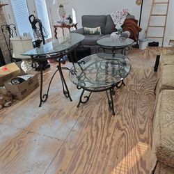 3 Glass And Iron Tables