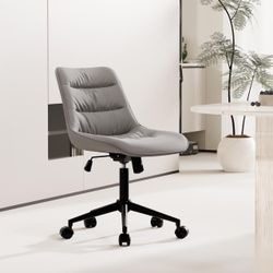 Kidol & Shellder Armless Office Chair Desk Chair Comfy Ergonomic Swivel Chair Home Office Desk Chairs with Wheels Rolling Task Computer Chair Makeup V