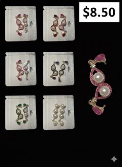 Beautiful Pearl And Colored Stone Earnings 