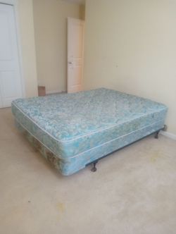 Used Queen mattress with box and rails FREE