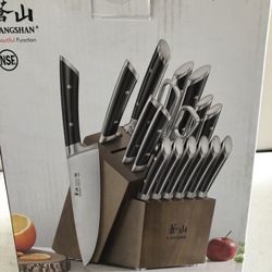 OLYMPUS Series 17-Piece Knife Block Set, German Steel, Wood Block