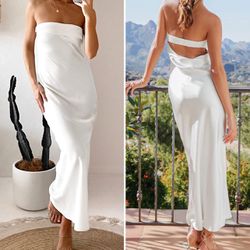 White Strapless Maxi Dress 