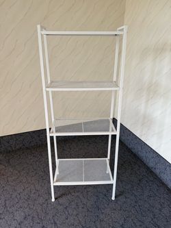 White Metal Mesh 4-Tier Ladder Shelf