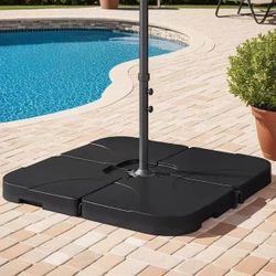 145 lbs. Capacity Weighted Cantilever and Offset Patio Umbrella Base in Black (4-Piece)