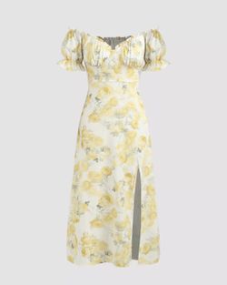Floral Off-shoulder Midi Dress