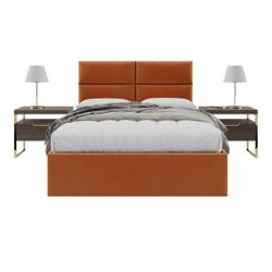 Queen size Head Board - burnt orange, velvet