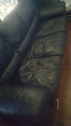 Black leather sofa