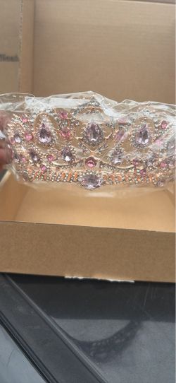 Rose Gold Crown with Pink Rhinestones