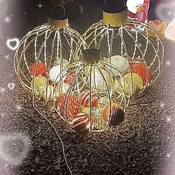 3 Large Outdoor Metal Xmas Ornaments