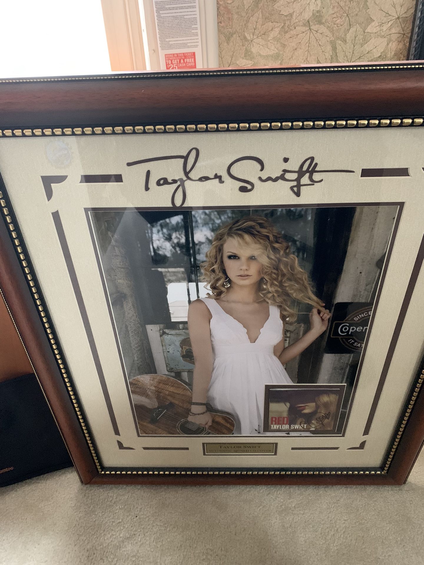 Taylor Swift Mounted Autographed RED cd Cover