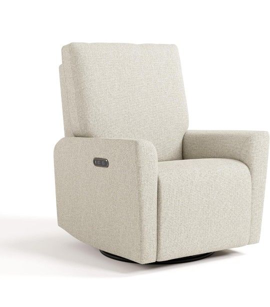 Deluxe Power Recliner Swivel Glider (Dune Basketweave) – Premium Electronic Power Recliner for Nursery, Includes Dual-USB Charging Port for USB-A & US