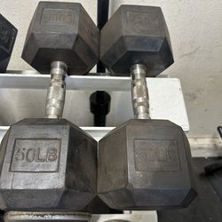 Weights dumbbells set of two 50 pound dumbbells, only weight