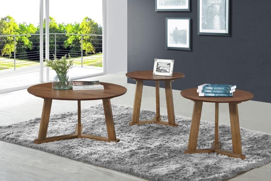Set of 3 Round Auxiliary Tables Natural Walnut for Sale in Santa Ana ...