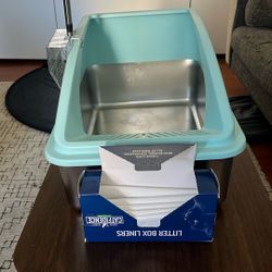 Stainless Steel Litter Box W/ Liner Bags