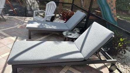 2  RH charcoal Cushions four outdoor lounge chair