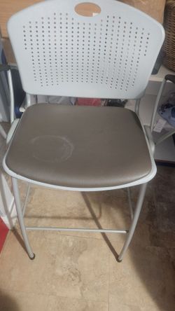 Gray Metal Bar Stool with Padded Seat