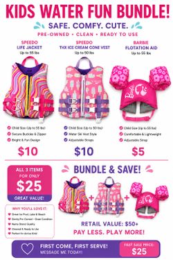 Kids Swim Vest Bundle – Speedo & Barbie – 3 for $25