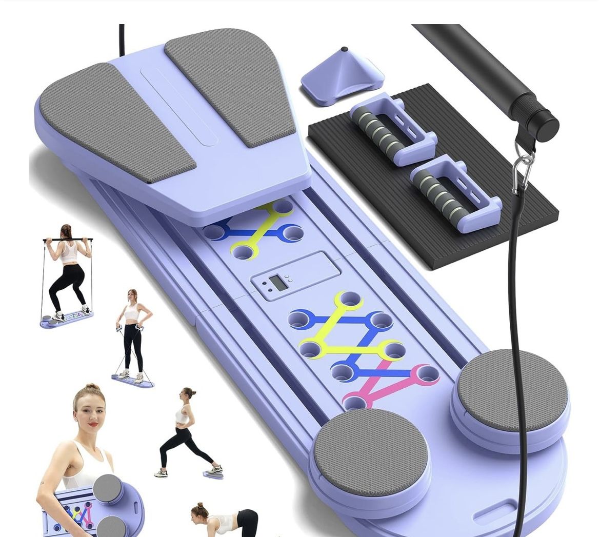 Pilates Board, Foldable Pilates Reformer Sets with Timer, Multifunctional Abdominal Pilates Board for Home Workout Equipment, Portable Ab Board Traine