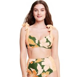 New- Fe Noel Swim Fe Noel X Target Lily Floral Print Underwire Bikini Top Peach/Dark Olive Women's
