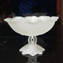 Westmoreland Satin Glass Loop-stem Footed Seems Compote