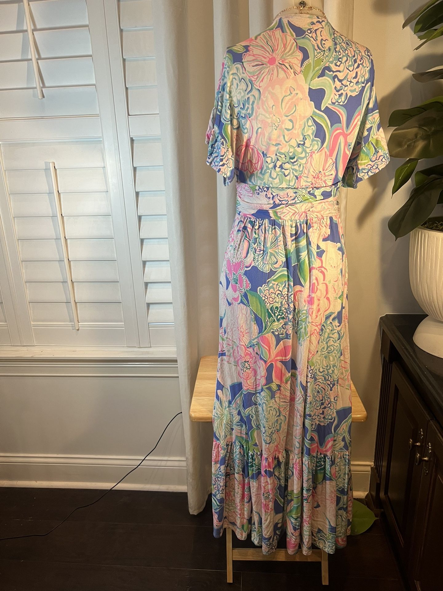 knee length dresses for ladies Poupette St. Barth Long Dress Kora ct Sari GZ Blue Seaweed / M main image 1