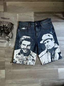 Asaali Jean Company Graphic Denim Shorts