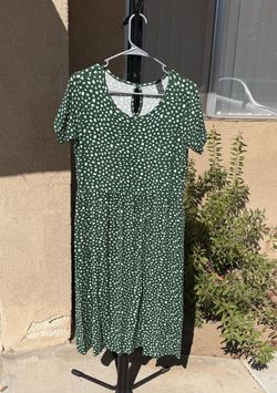 Green Floral Short Sleeve Tiered Dress