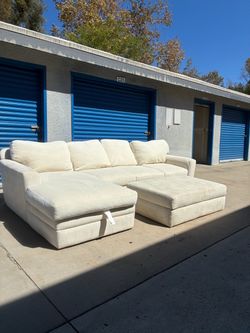 Down Feather Living Spaces Couch with Ottoman 🛻Delivery Available🛻