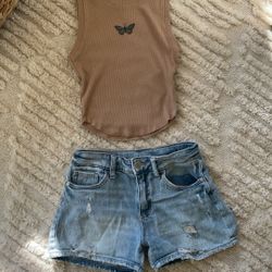Tank Top + Denim Shorts / American Eagle, Art Class