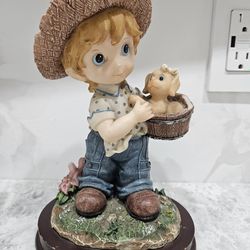 Montefiori Italian Collectible Figurine Boy with Puppy