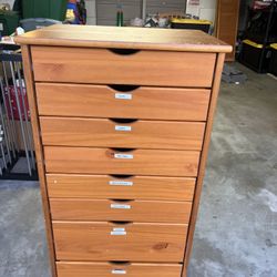 Chest Of Drawers With Optional Wheels / Pine 6 Plus 2 Drawer Wide Roll Cart / Storage Drawers / Filing Cabinet / Garage Storage / Organizer 