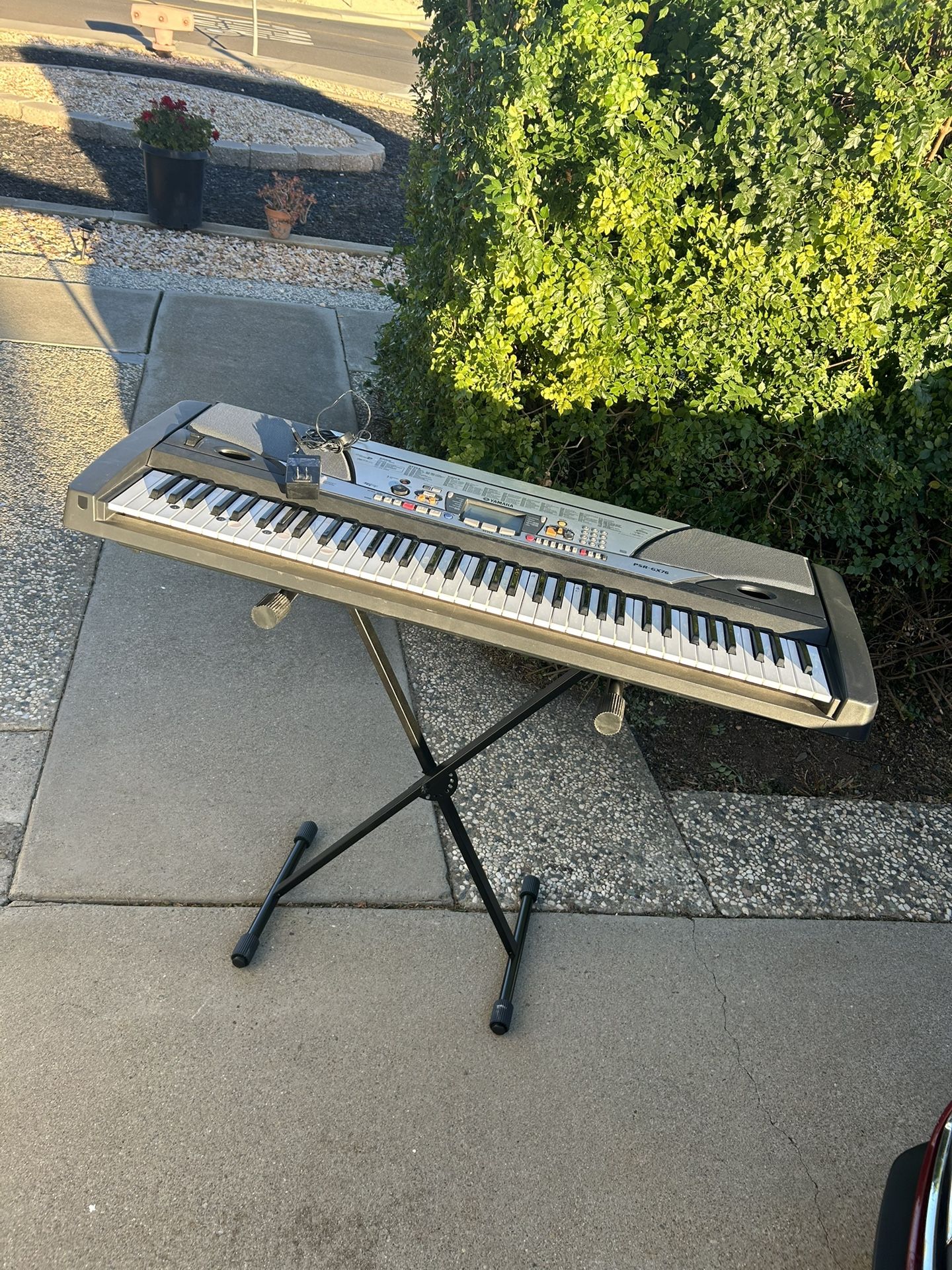Great 😊 Yamaha Portatone PSR-GX76 76-Key Electronic Keyboard with Adapter, Removable Music Stand,