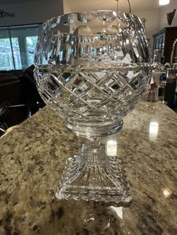 Crystal Rose Bowl On 4 In Square Base- RARE
