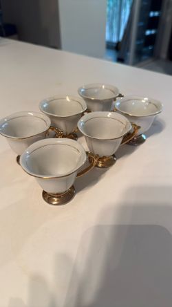 Espresso Cups White And Gold 6 Cups