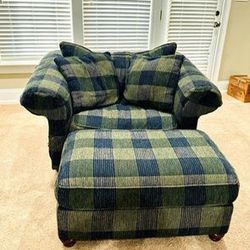Armchair With Upholstered Ottoman-And-A-Half