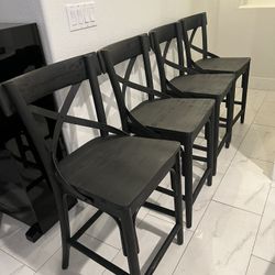 4 Barstools World Market Solid Wood - Black 30 În