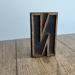 Wooden Printers Block Letter “N”