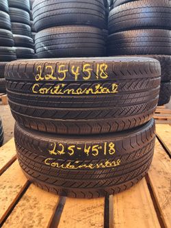 225 45R 18 CONTINENTAL PRO CONTACT RUN FLAT TIRE 2254518 USED TIRES (PAIR) MOUNT BALANCE INCLUDED