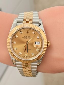 2022 Rolex 41mm DateJust Champagne Diamond Dial Model 126333