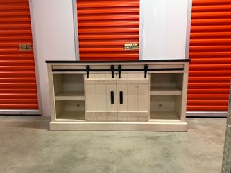 Farmhouse TV Stand with Sliding Barn Doors