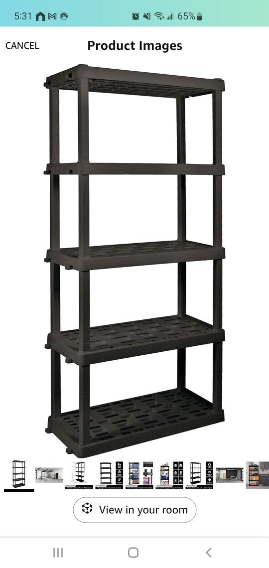 5 Tier Plastic Shelf, Garage Shelving Unit