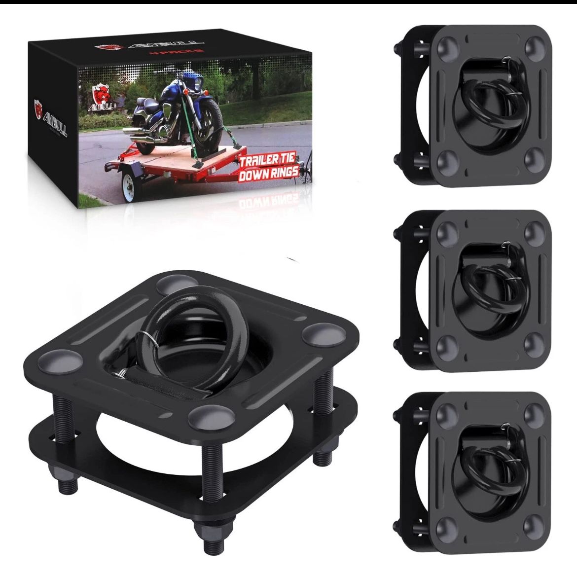 Ambull 4 Pack 1/2" D Ring Heavy Duty Trailer Tie Down Anchors 6000 lbs Capacity