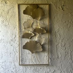 Gold Ginko flowers wall metal decor