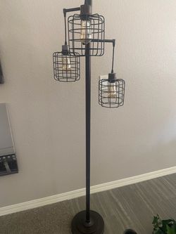 Industrial 3-Light Floor Lamp with Cage Shades