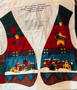 Vintage Christmas Vest Panel by Leslie Beck Sizes S-L Rare Find