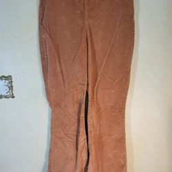 Knox Rose Copper Corduroy Flared Leg Pants Size 12 Elastic Waist