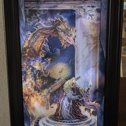 Fantasy Wizard and Dragon Wall Art Home Decor